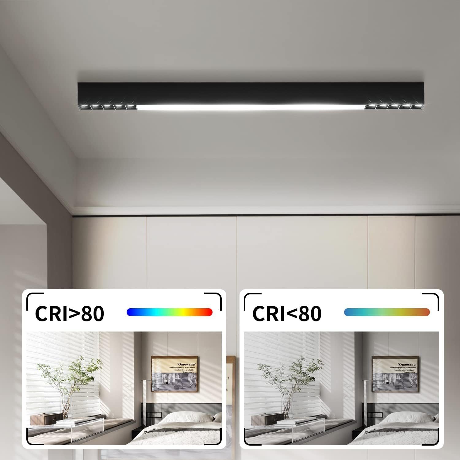 NETTLIFE Czarna lampa sufitowa LED 32W Nowoczesna długa ściemnialna z pilotem 107CM Lampa kuchenna do salonu sypialni biura - 4