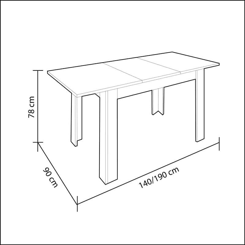 Mobelcenter – Mesa de Salón/Comedor Extensible Kendra – Ancho: 140 cm x Fondo: 90 cm x Alto: 78 cm – Ancho Extendida: 190 cm (Roble Canadian) (0599) - 5
