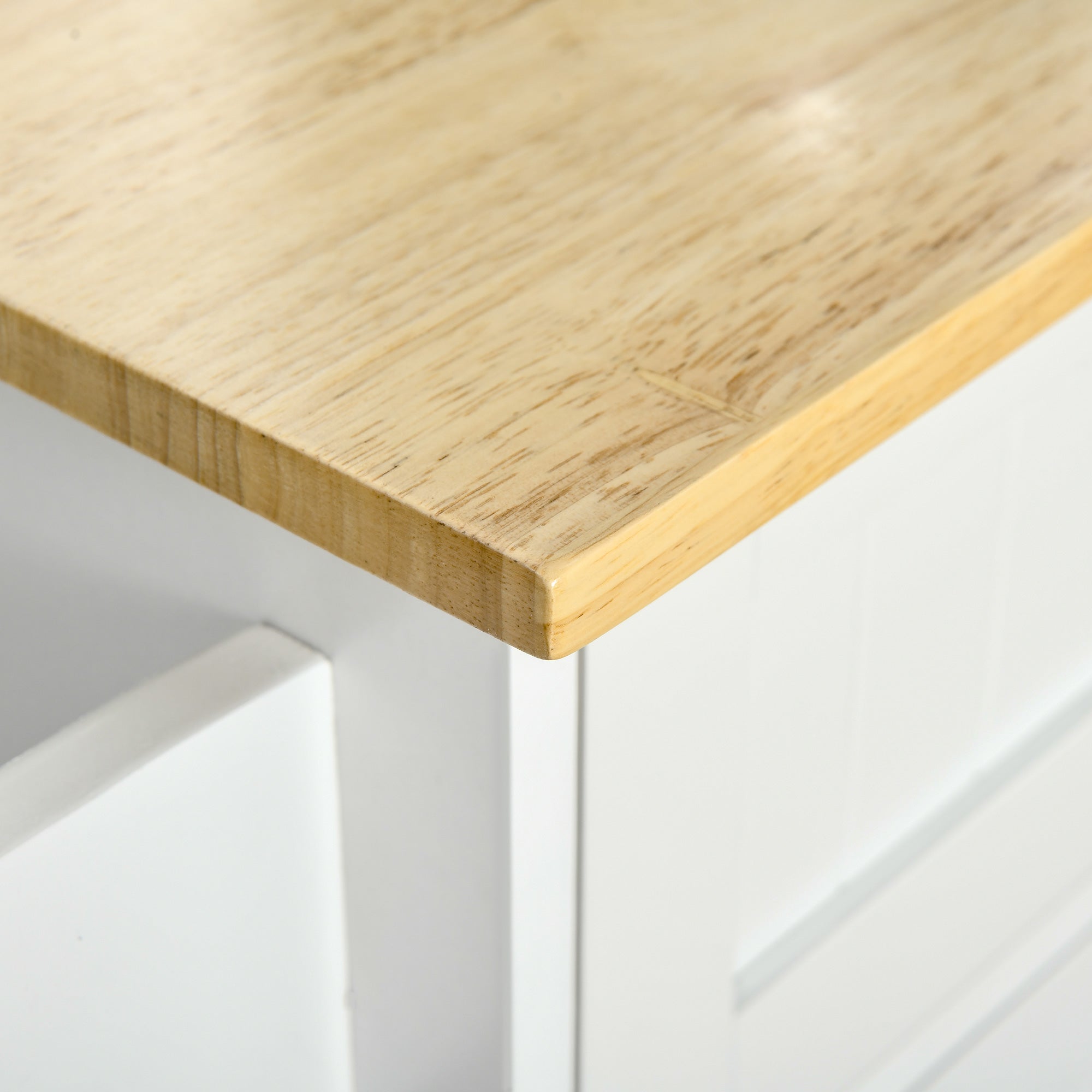 Isla de Cocina HOMCOM MDF, Madera de Caucho Blanco 121x46x91 cm - 5
