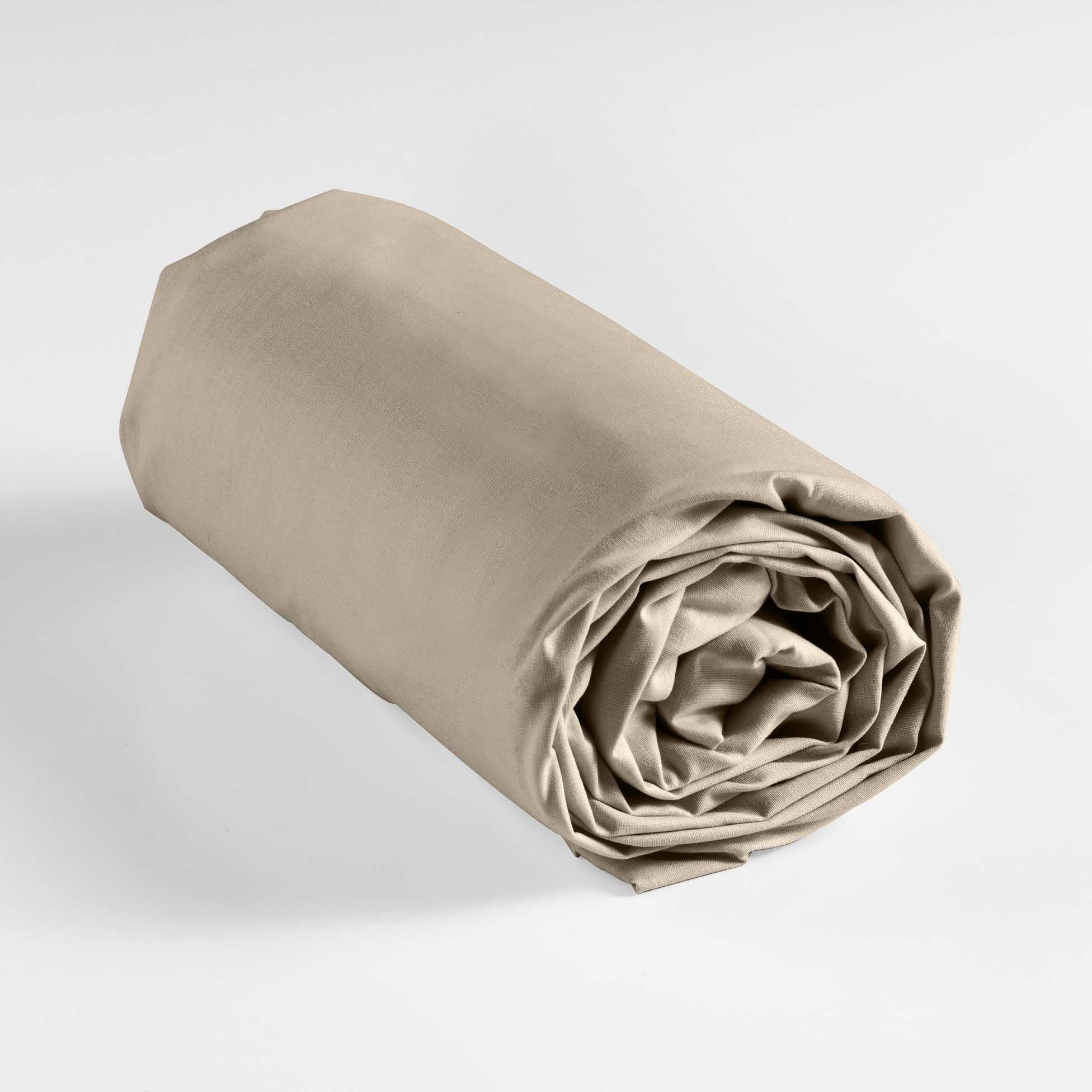 Pack Parure de couette 240 x 220 cm – Coton 42 fils – SANTANA + Drap Housse 140x190 cm Beige - 6