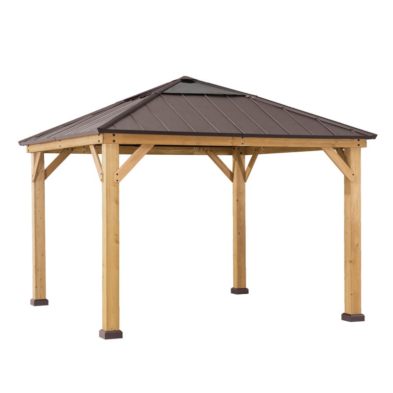 Altana cedrowa PIRIN - 336 cm x 336 cm, brązowa