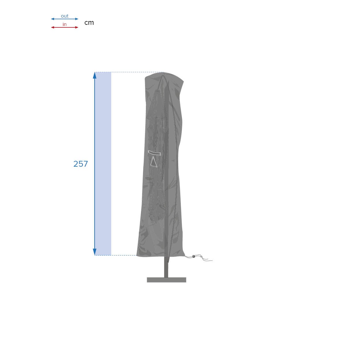 Housse pour parasol décentré L gris Hambo - 70 x 40 x 257 cm - Hespéride - 6
