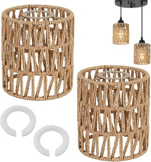 Abat-jour en macramé fait à la main tissé pendentif lumière couverture