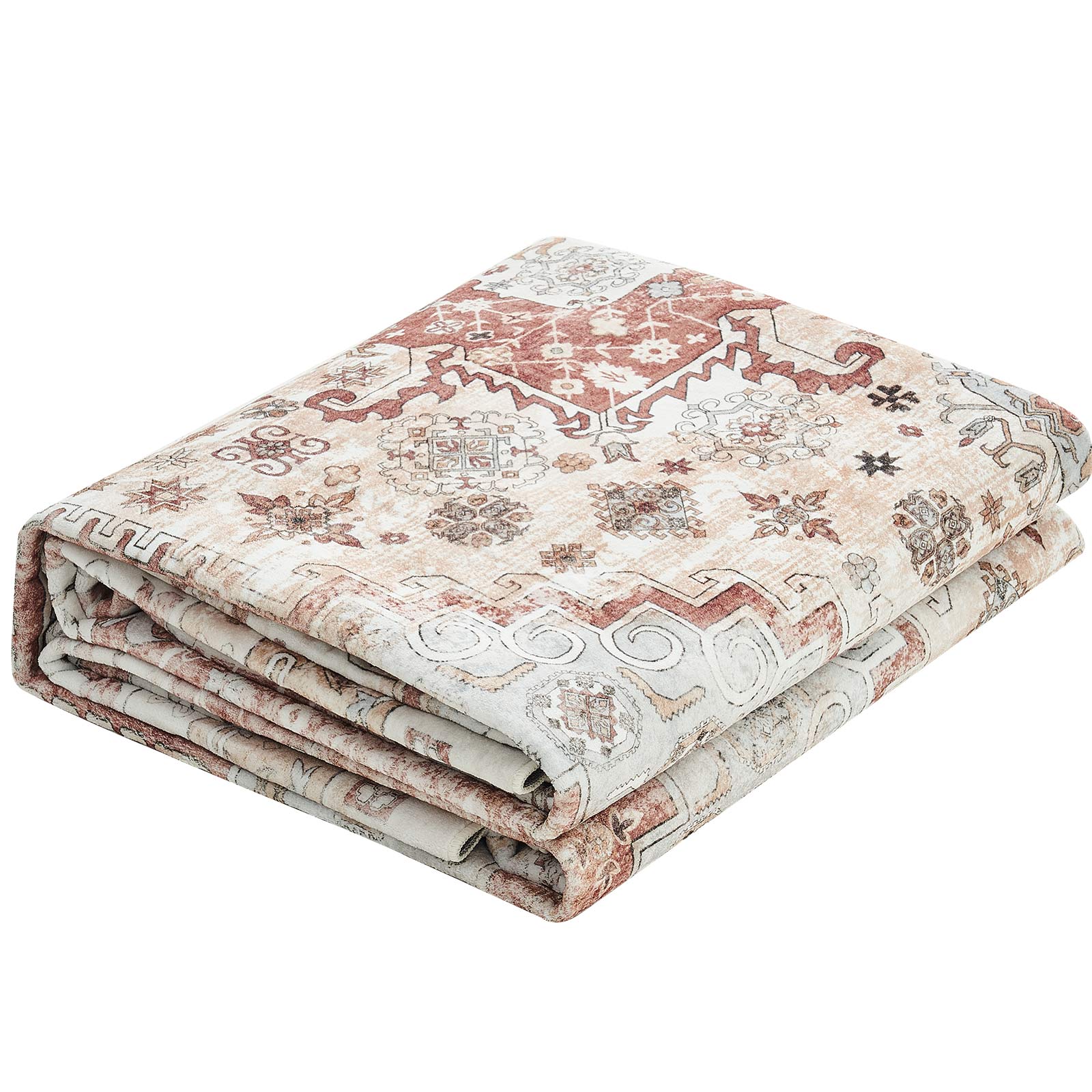Tapete VEVOR, 2,7 x 3,7 m, resistente a riscos de animais de estimação, macio, estilo vintage, para quarto, escritório, corredor, castanho e vermelho - 9