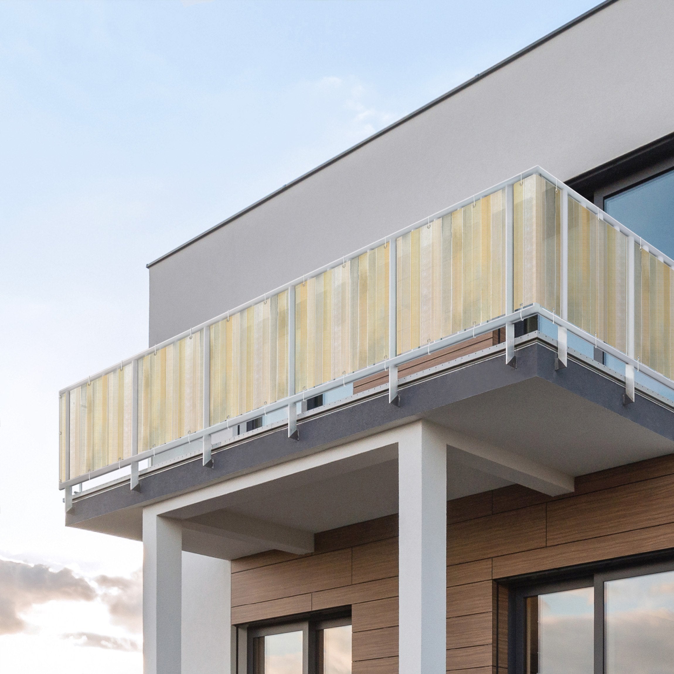 Brise vue brise vent balcon appartement jardin multicolore H.1 x L.4,5 M avec attaches résistant aux intempéries 270 g/m² mesh 1257 - 3