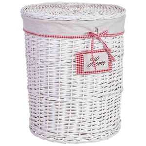 Panier Rond En Osier Avec Couvercle - 28x23 Cm - Pour Rangement Linge, Jouets, Déco - Intérieur Maison