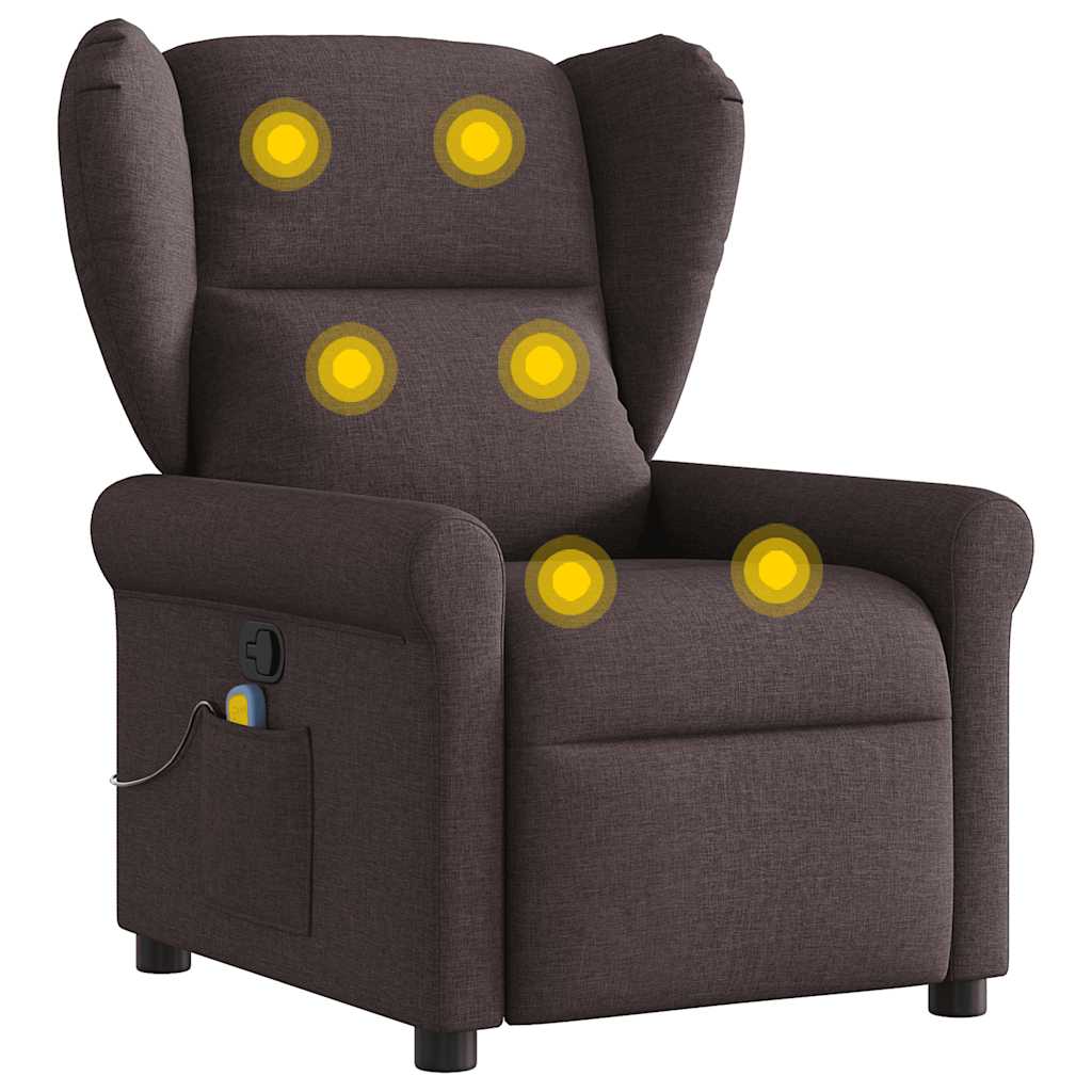 Fauteuil de massage | Fauteuil de relaxation | Chaise de relaxation inclinable Marron foncé Tissu CFW594863 - 7