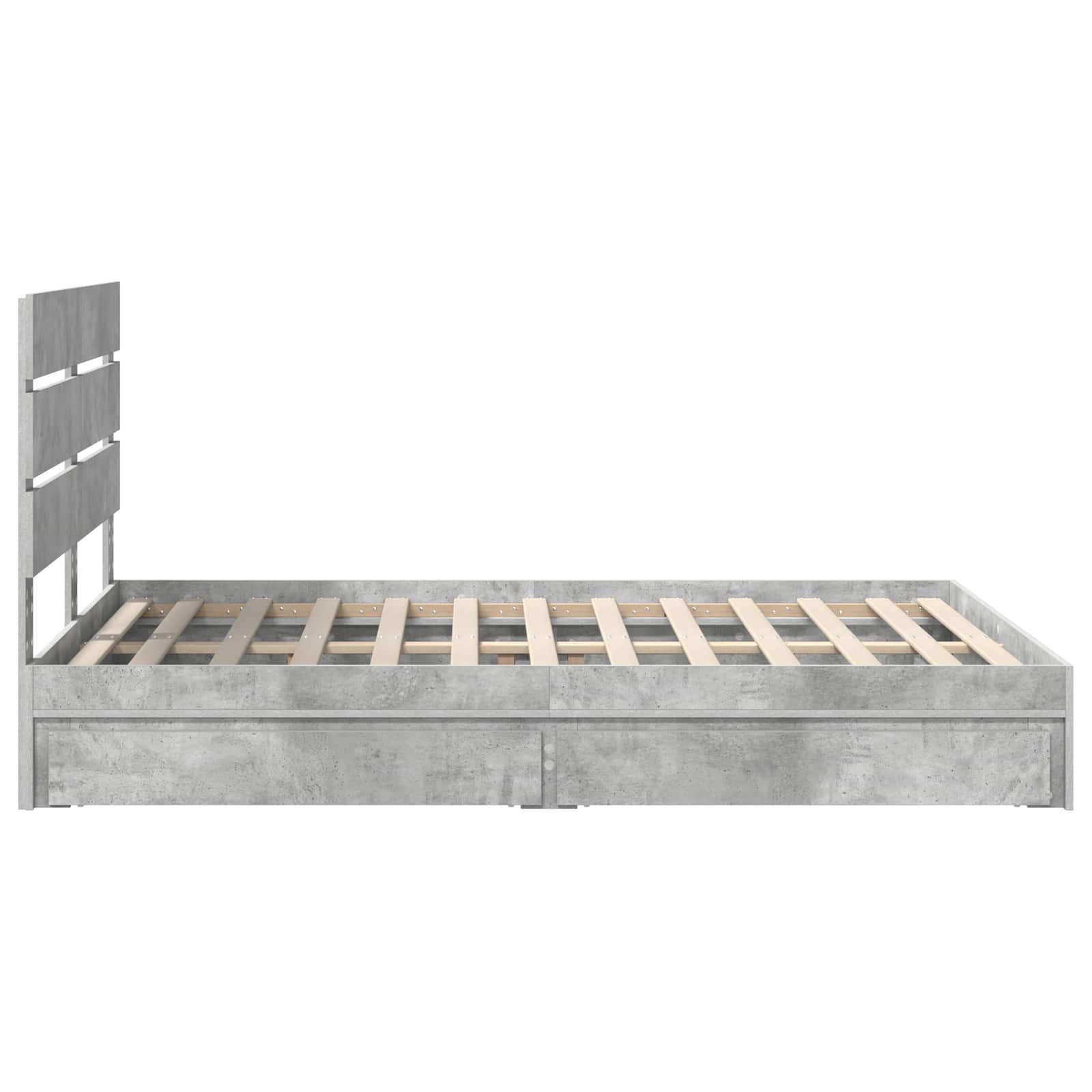 Lit avec rangement gris béton 150 x 200 cm panneau de bois - 9