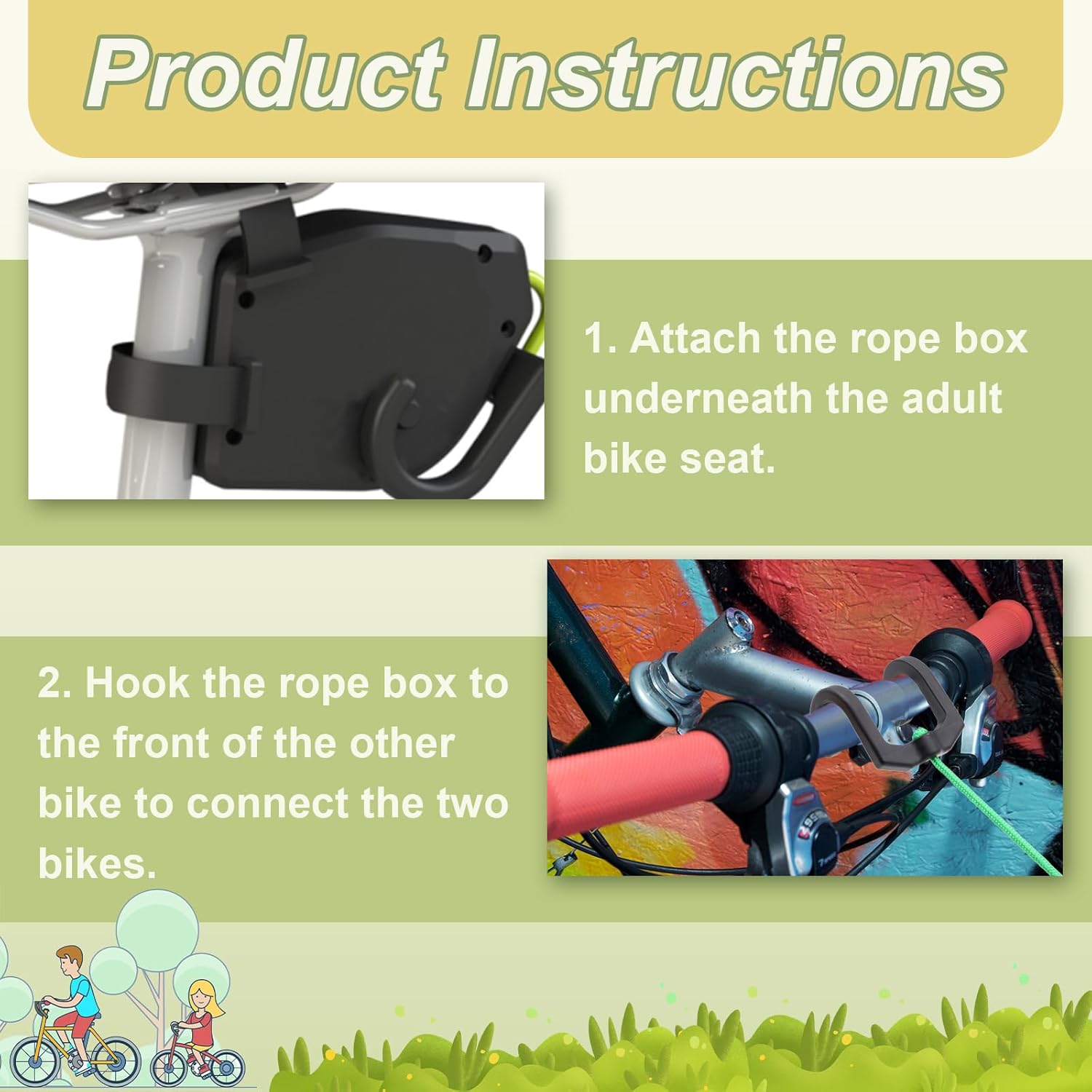 Barre de remorquage pour vélo enfant, système de remorquage rétractable, sangle de traction, idéale pour le cyclisme et les activités de plein ai - 3