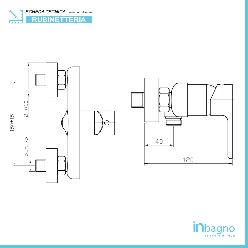 Mitigeur monocommande de douche extérieur chromé - 2