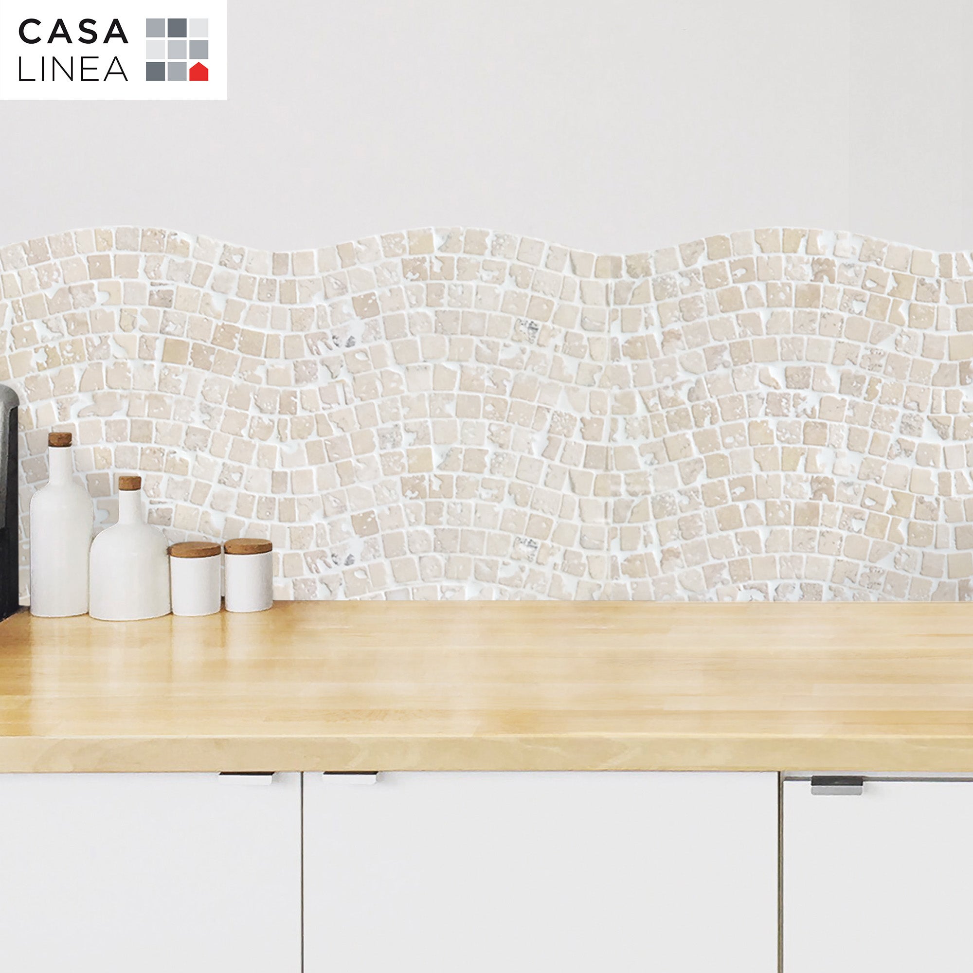 MOSAIQUE TRAVERTIN IVOIRE VAGUE 1 PLAQUE 30,5 X 30,5 CASA LINEA - 2