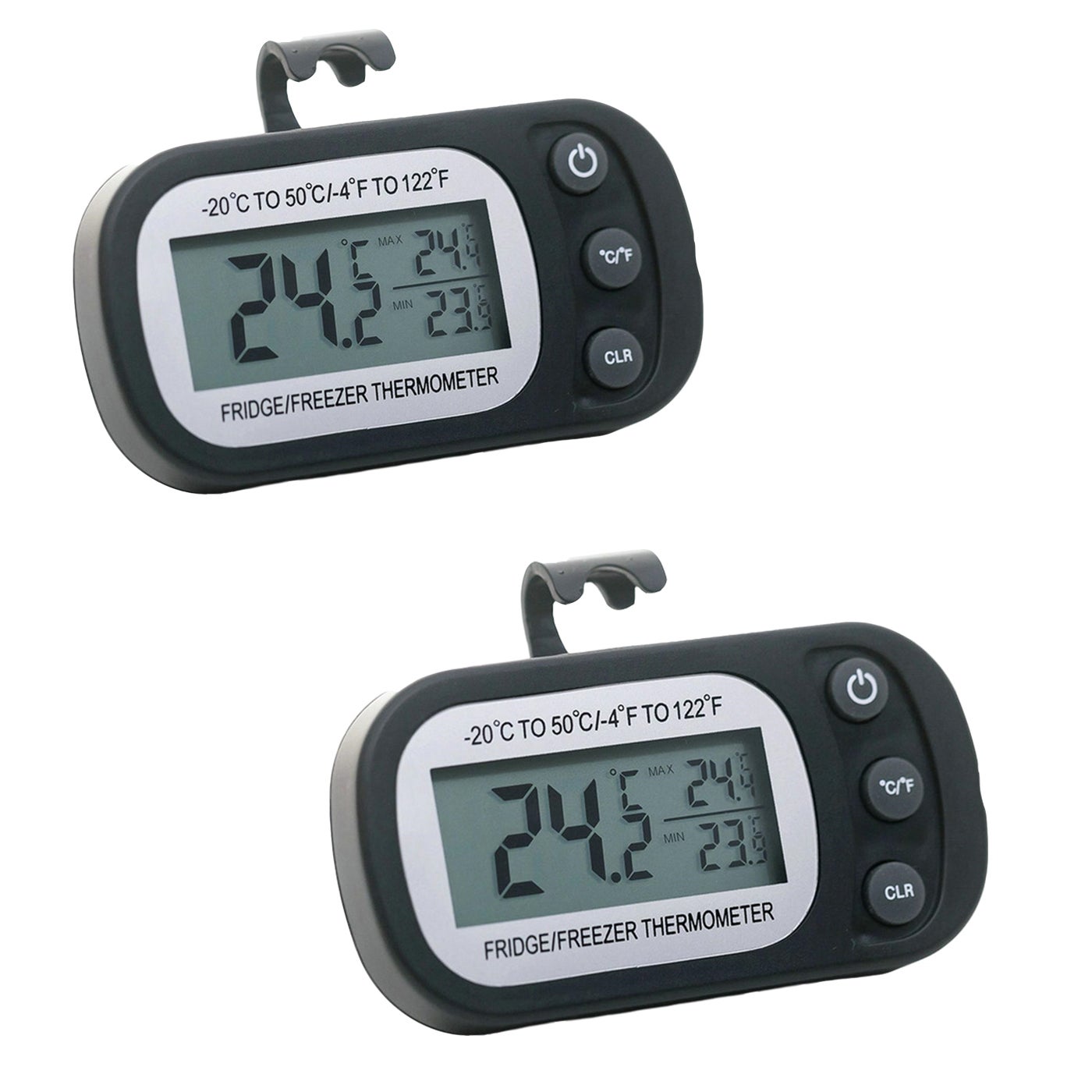 Lot De 2 Thermomètres Numériques Réfrigérateur/Congélateur Avec Alarme – Sonde 2 M – Max/Min – Magnétique