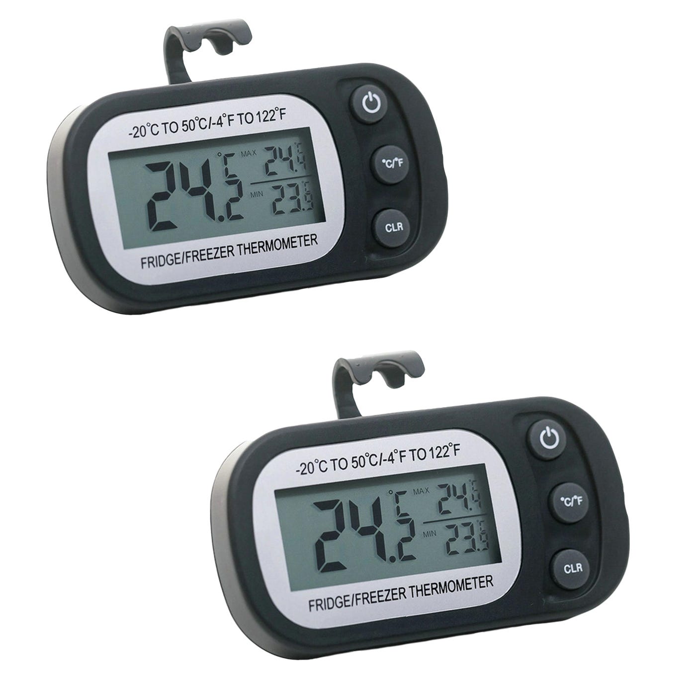 Lot De 2 Thermomètres Numériques Réfrigérateur/Congélateur Avec Alarme – Sonde 2 M – Max/Min – Magnétique