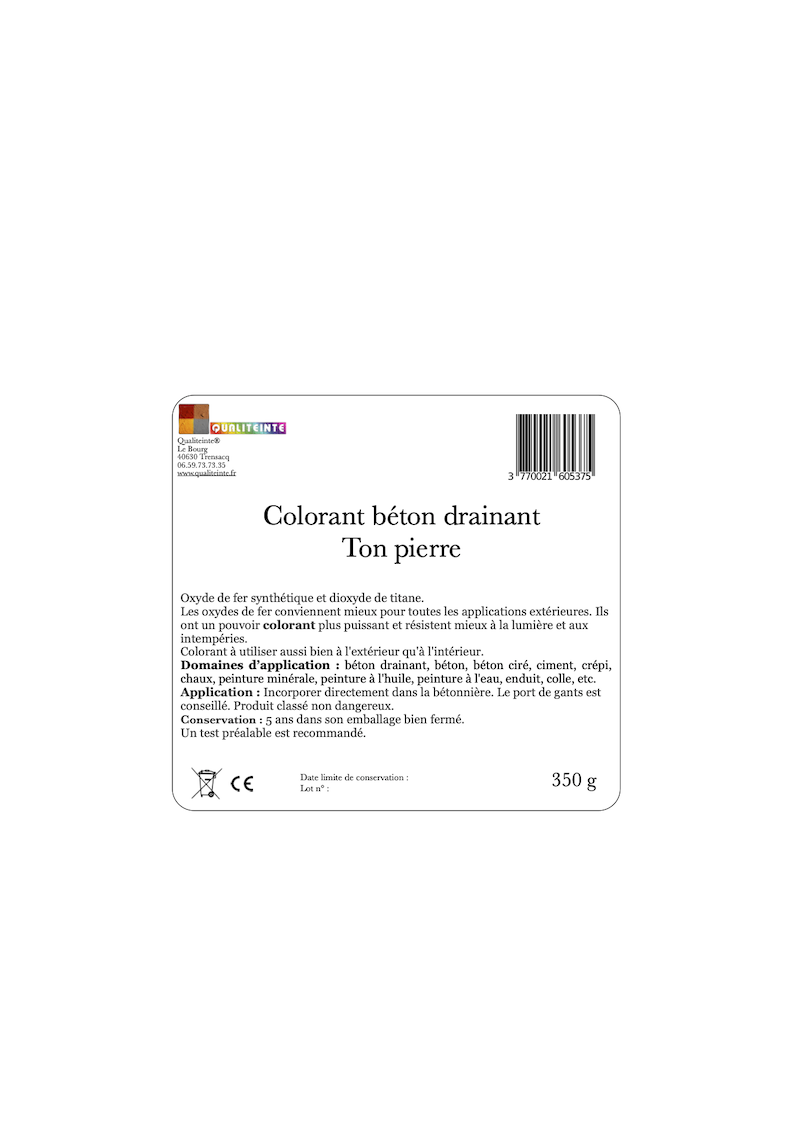 Pigment Colorant Béton Qualiteinte - Ton Pierre 350 G- Lot de 5 sachets - 6