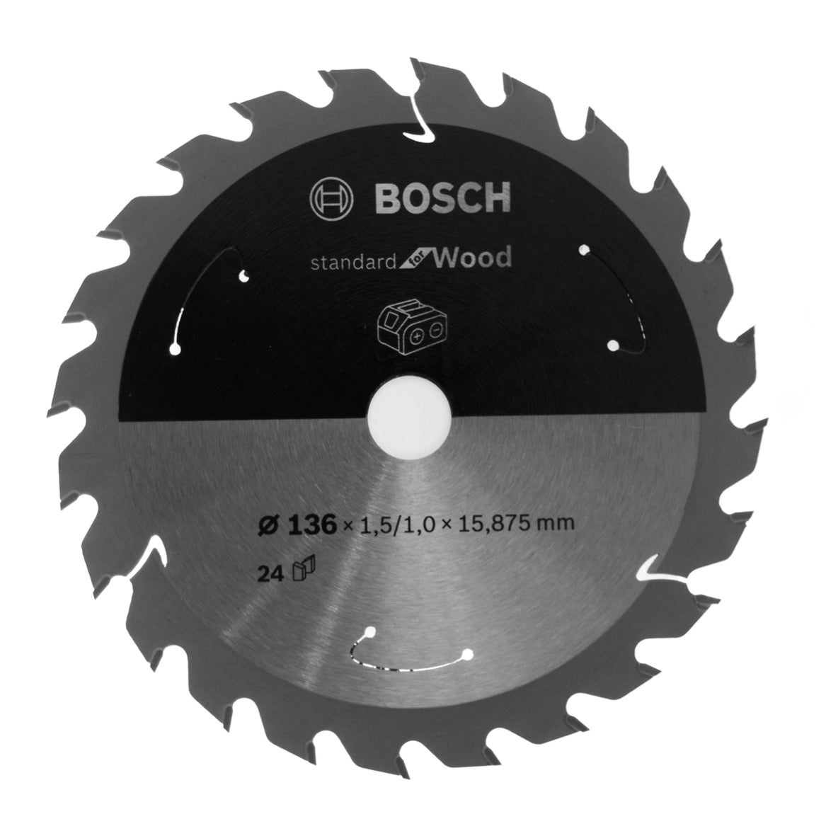 Bosch Accessories Lama Per Sega Circolare Standard For Wood (Legno, 136 x 15,875 x 1.5 mm, 24 Denti, Accessorio Per Sega Circolare A Batteria)