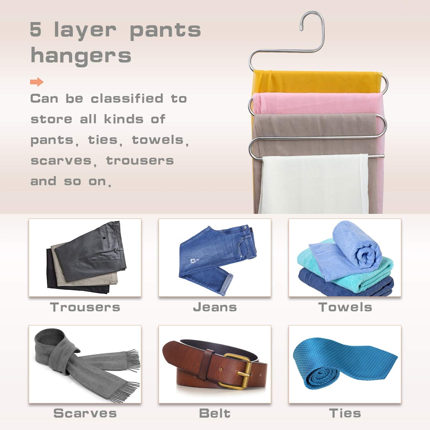 Confezione da 2 grucce pieghevoli per pantaloni, grucce multifunzionali multistrato senza cuciture per riporre i pantaloni, bianche | Leroy Merlin