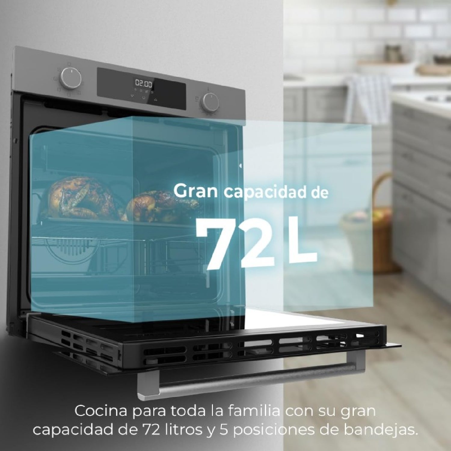 Cecotec Four Multifonction 60cm Bolero Hexa M226000 Glass Grey A. 2800W, 72L, 7 Fonctions, Mode Grill, Grill ventilé - 4