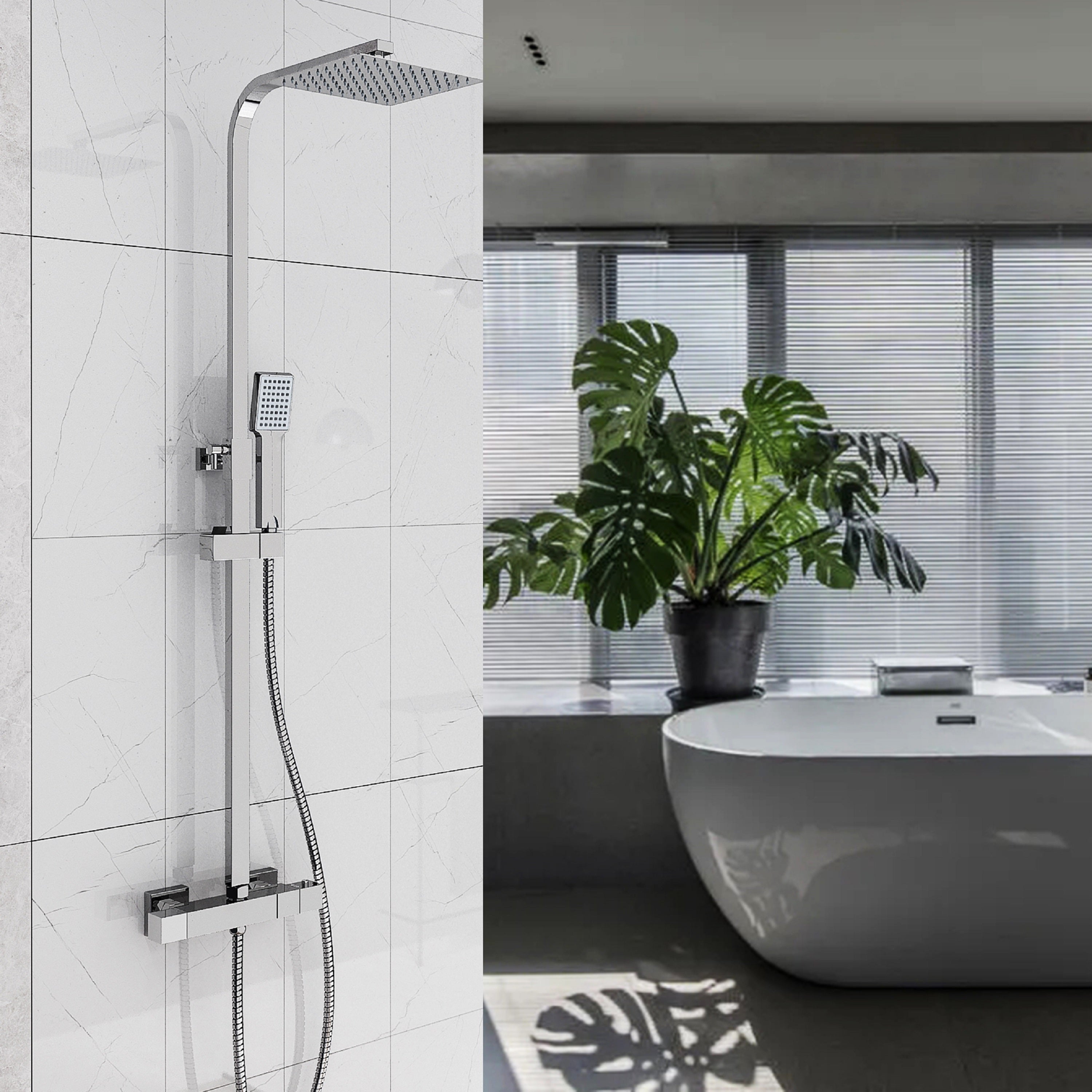 Griferia Ducha Negra Columna De Ducha Termostu00e1tica Negro Mate