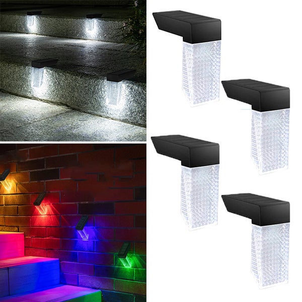 4 sztuki białe światło + kolorowe światło wodoodporna lampa indukcyjna do schodów kinkiet indukcyjny z ruchem słonecznym