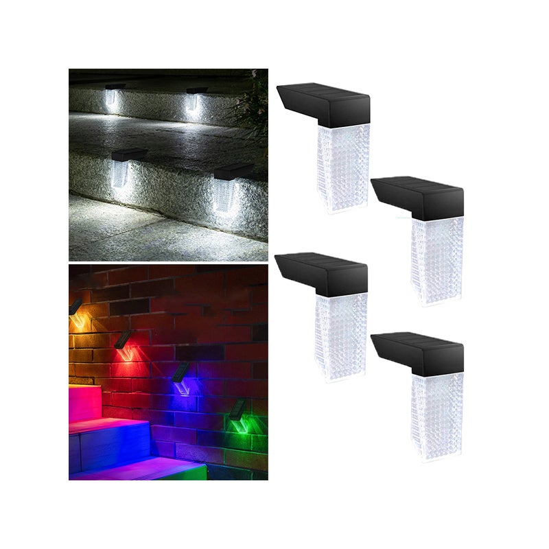 4 sztuki białe światło + kolorowe światło wodoodporna lampa indukcyjna do schodów kinkiet indukcyjny z ruchem słonecznym