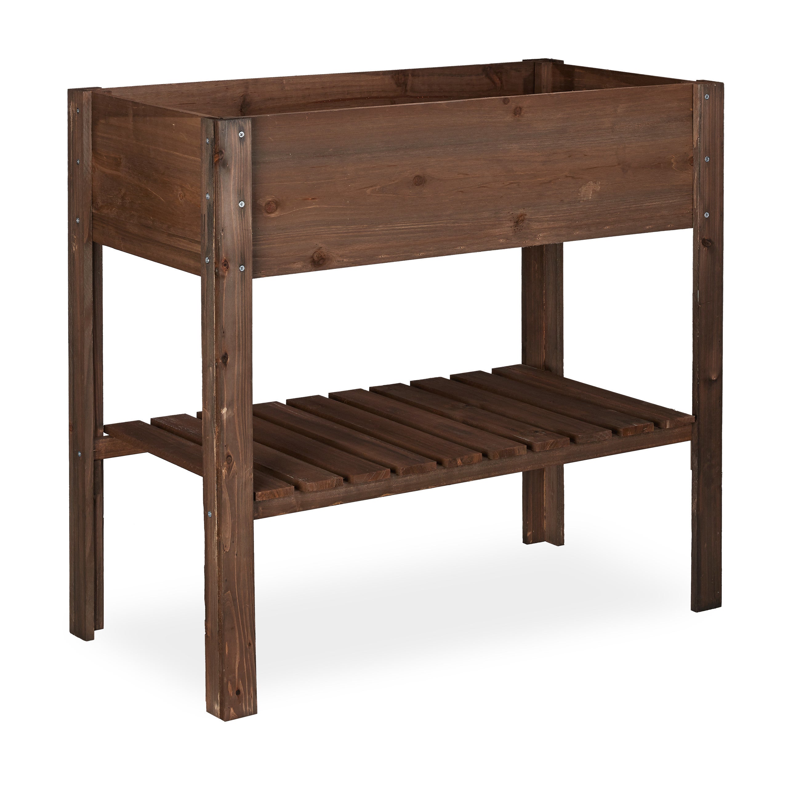 Carré potager bois, légume, herbes, jardin, balcon, Jardinière sur pied, HxlxP: 80 x 88 x 43,5 cm, brun foncé, Relaxdays - 8