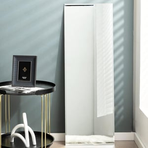 COSTWAY Grand Miroir Mural 110 x 38 cm, Rectangulaire Pleine Longueur avec Bord Biseauté Vertical ou Horizontal pour Salle de Bain Chambre Salon