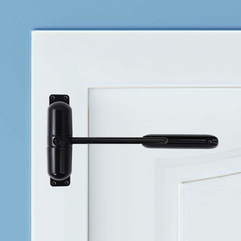 Ferme-porte automatique, ressort de sécurité - Installation facile pour convertir les portes à charnières en portes à fermeture automatique - Noir - 3