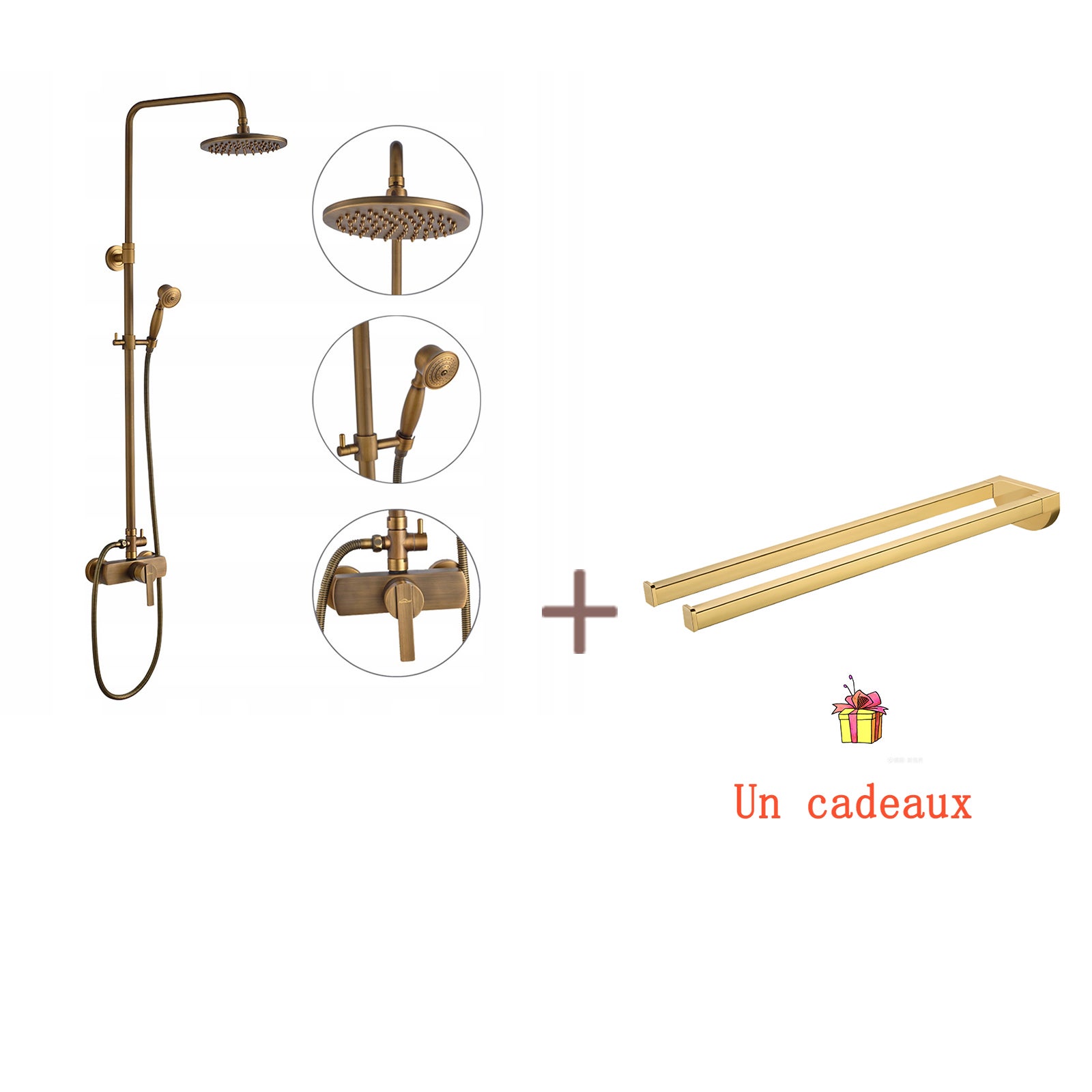 Pommeau De Douche Carré Haute Pression 3 Modes Pour Bain, économie D'eau, Finition Chromée (noir