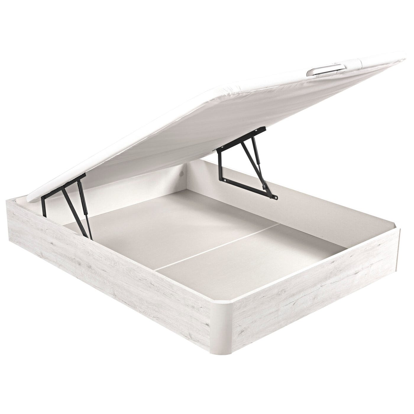 Canapé abatible What The Sleep blanco con tapa abierta
