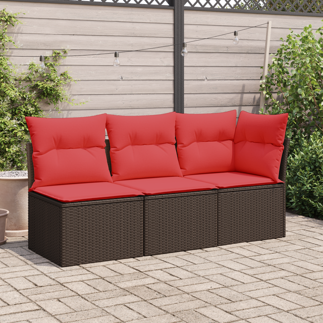 vidaXL Canapé de jardin sans accoudoirs avec coussins en polyrotin marron