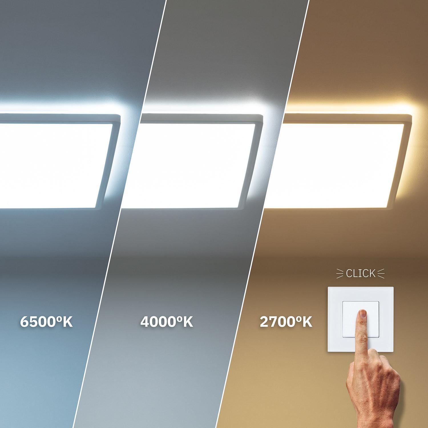Ledkia Plafón LED 24W Cuadrado SwitchCCT Seleccionable 420x420 mm Doble Cara Seleccionable (Cálido-Neutro-Frío) PC - 2