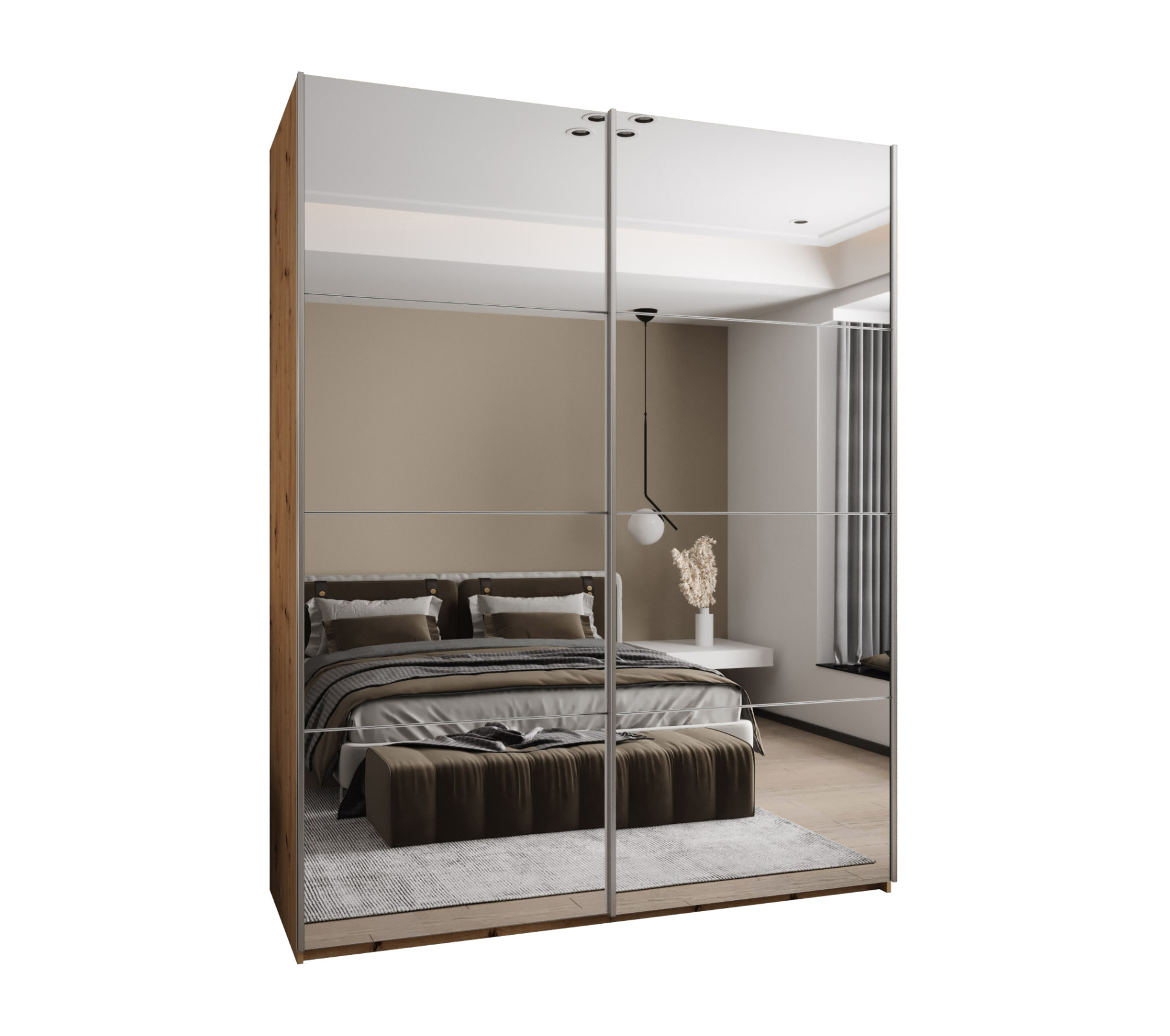 Szafa przesuwna wysoka Lux 2 190 x 64 x 245,5 cm artisan + biały + u. srebrny - Abiks Meble