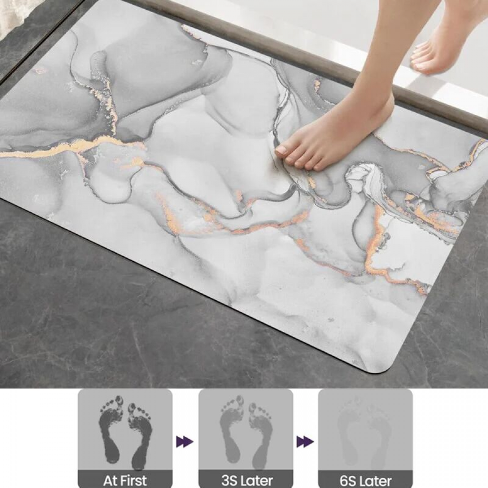 Mata łazienkowa antypoślizgowa z ziemi okrzemkowej, 40 x 60 cm, bardzo chłonna, szybkoschnąca, ultracienka, łatwa do czyszczenia, jasnoszara