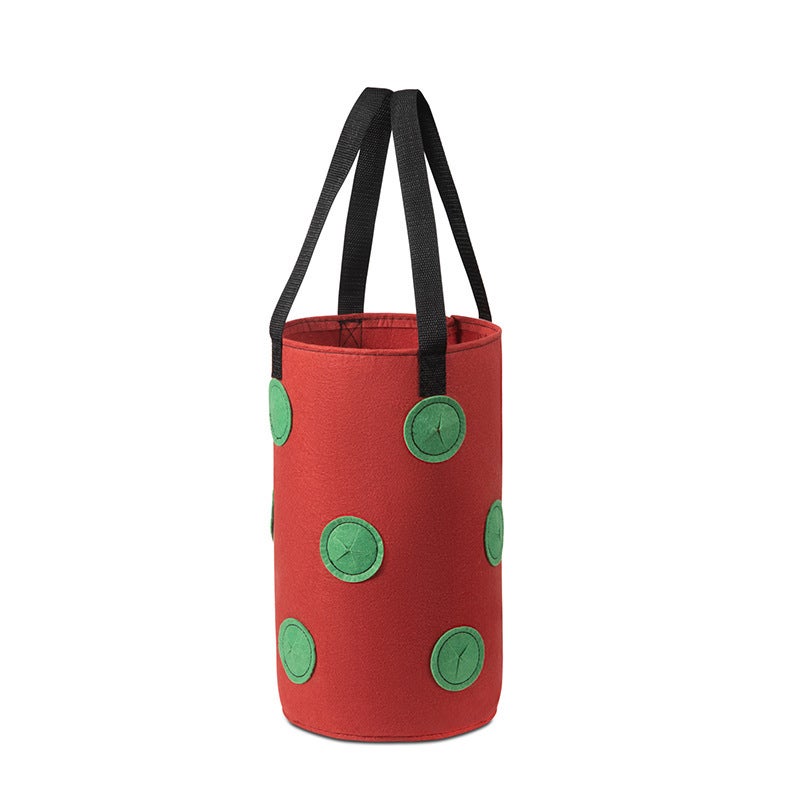 Zestaw 2 torebek włókninowych do sadzenia truskawek z uchwytem, 12 otworów, do sadzonek truskawek i pomidorów, w czerwone i zielone kropki + w zielon