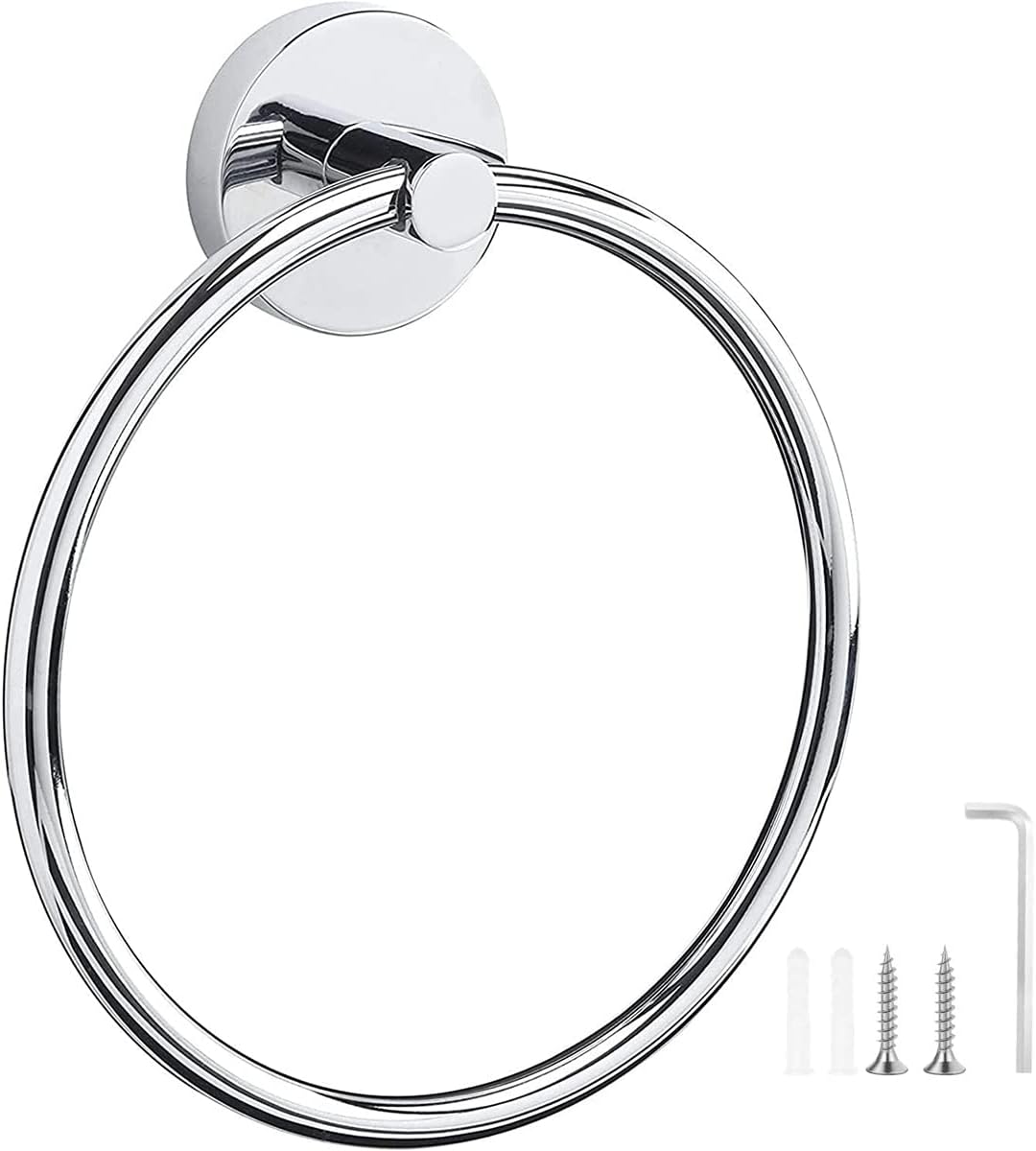 Wieszak na ręczniki, wieszak na ręczniki chromowany, wieszak na ręczniki ścienny ze stali nierdzewnej 304, okrągły wieszak na ręczniki