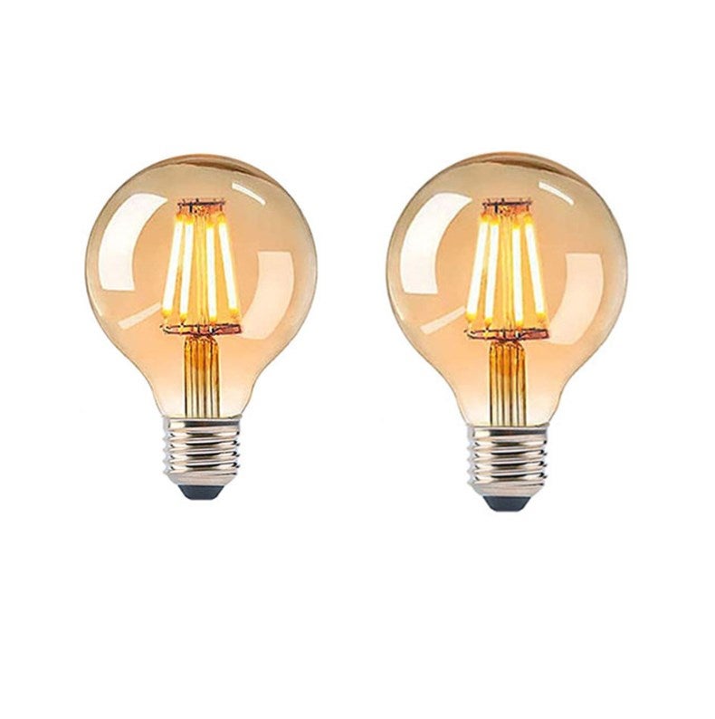 Żarówki LED Edison Vintage G95 6W, 2 sztuki, ciepła biel 2200K E27, żarówka z żarnikiem retro, lampa dekoracyjna w stylu retro, nieściemnialna