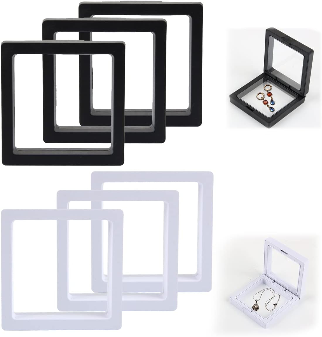 Vitrines Flottantes 3D - Lot De 10 Cadres Transparents 7x7 Cm - Pour Médailles, Pièces, Bijoux, Présentoir