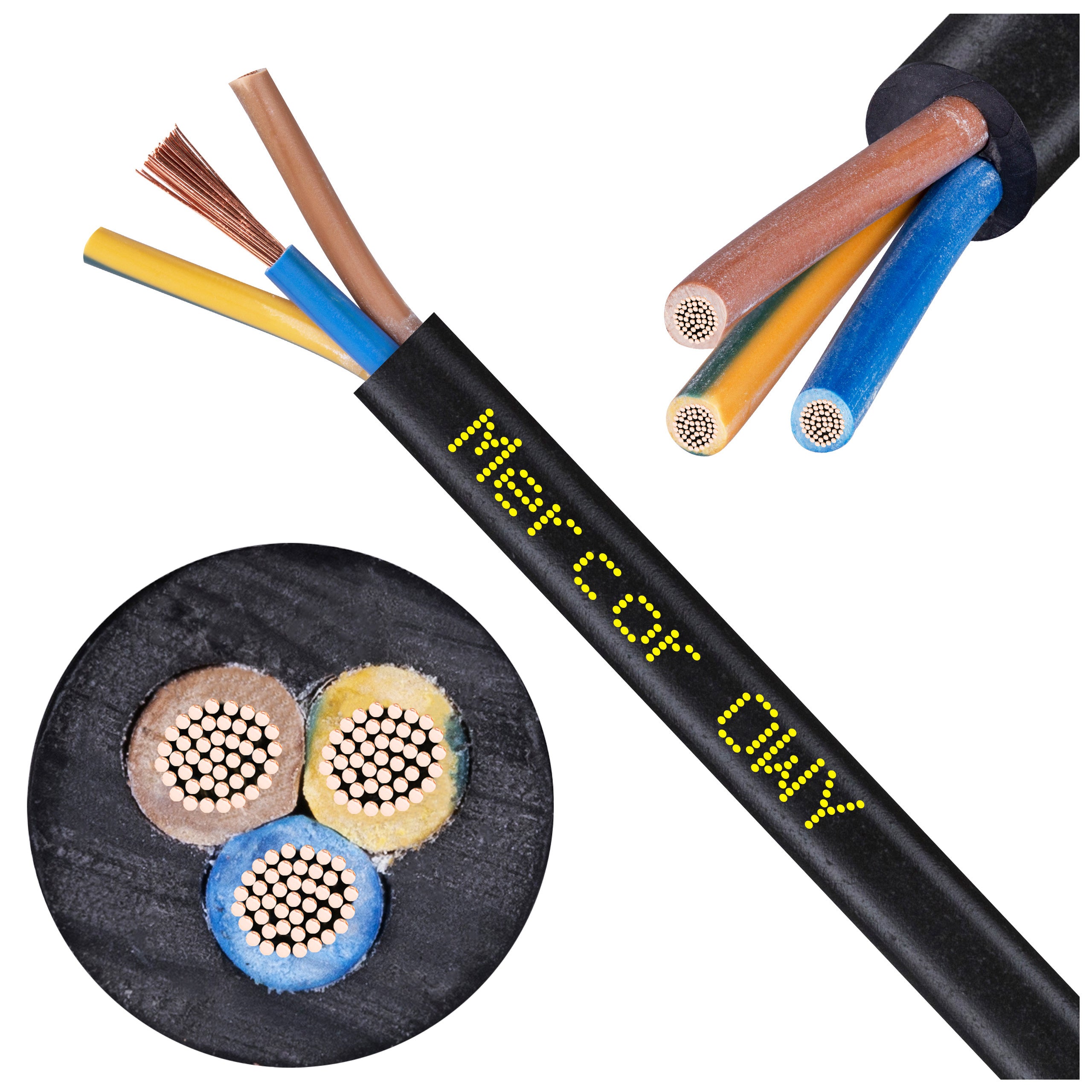 Kabel warsztatowy OWY / H05VV-F 3x1,5mm2 czarny 300/500V giętki linka Mercor 50m