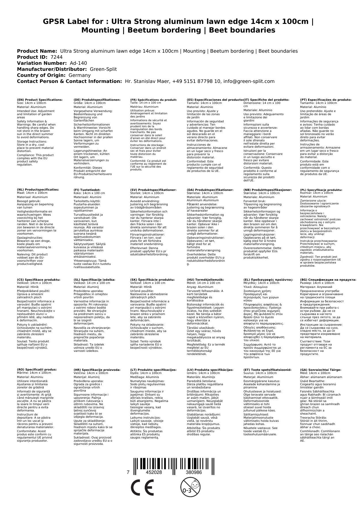 Bordure de Jardin en aluminium ultra solide 14cm x 100cm | Bordure Jardin | Bordure jardin metal - 4