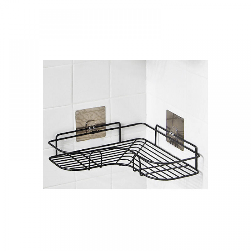 Étagère de Douche Angle Sans Perçage, Porte Savon en Inox, Accessoires Autocollants pour Salle de Bain et Cuisine (Noir) - 2