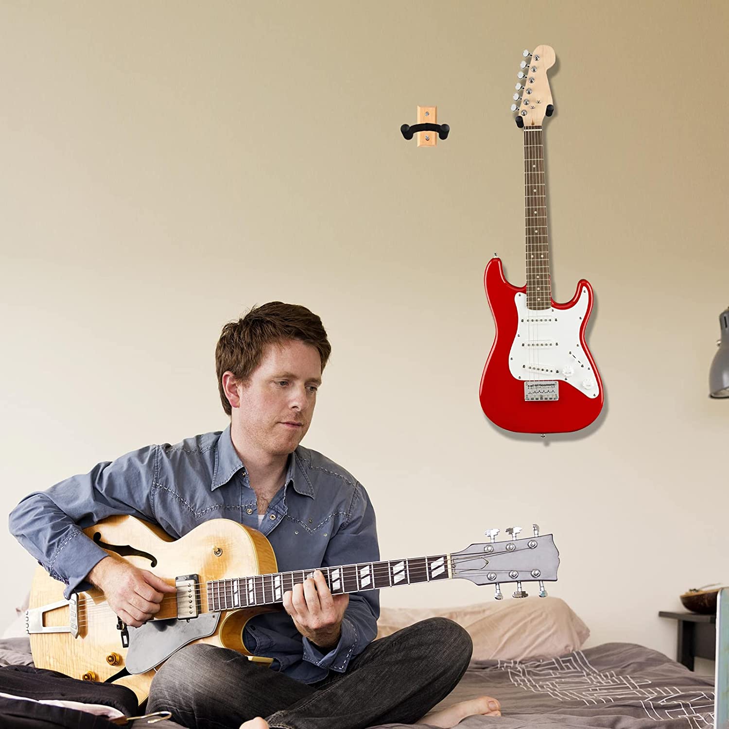 Support Guitare Mural Lot De 3 Supports Muraux Pour Guitare - Universel Acoustique/Basse/Électrique/Ukulélé - Installation Facile Support Guitare Electrique