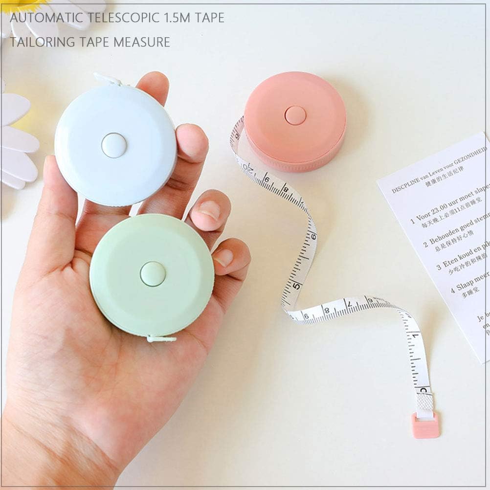 3 pezzi di nastro di misurazione per cucito, nastro di misurazione per cucito da 1,5 m, nastro di misurazione morbido retrattile per sarta e sarta pe - 5