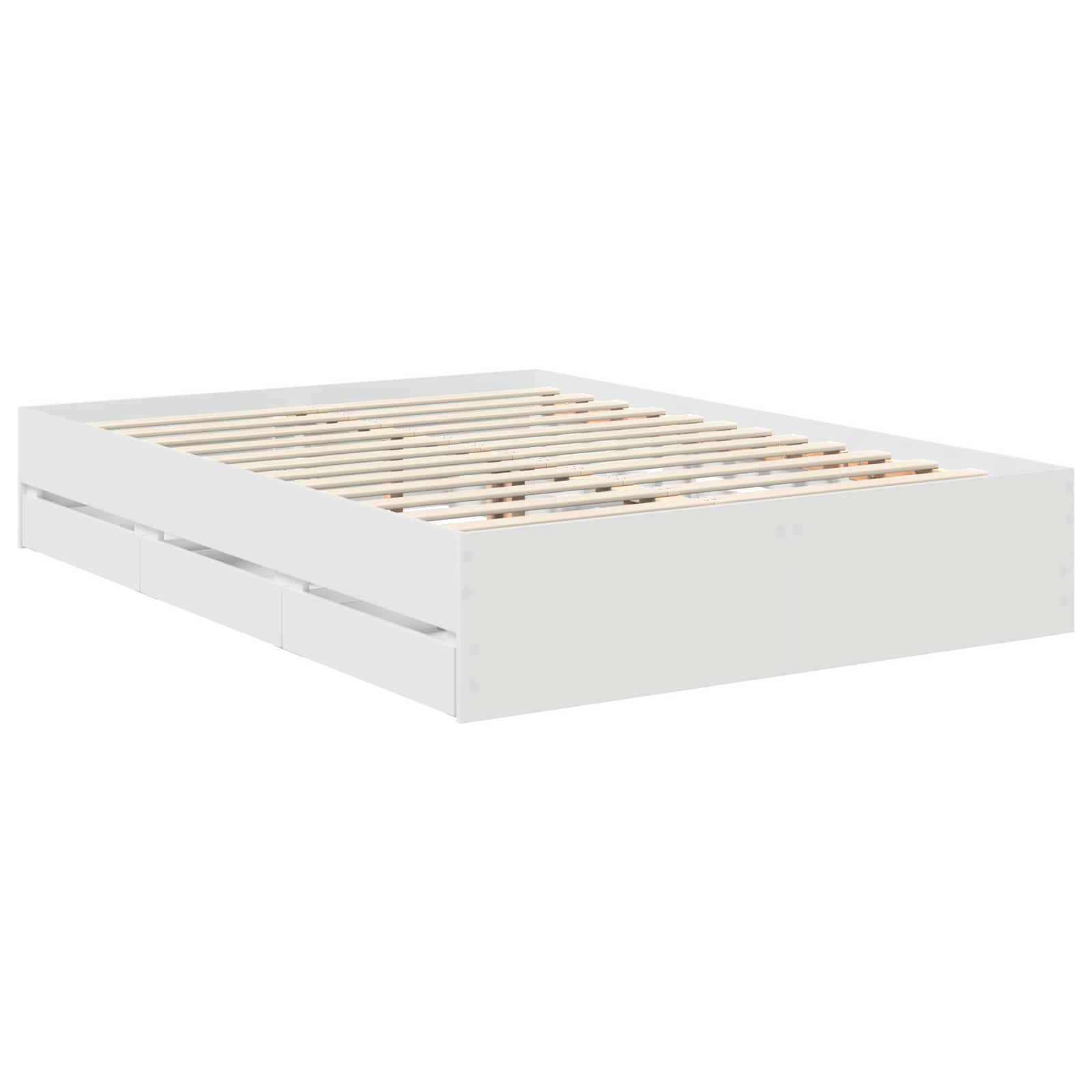 Cadre de lit avec tiroir blanc 140 x 190 cm panneau de bois - 6