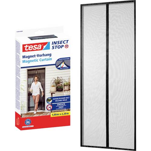 tesa Magnetic Curtain con chiusura automatica - Zanzariera con magneti per porte di balconi e terrazze - Installazione facile senza forature - 2.2 m x