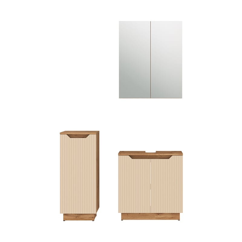 Vicco Zestaw mebli łazienkowych Lotta, Dąb/kaszmir w paski, 3 części