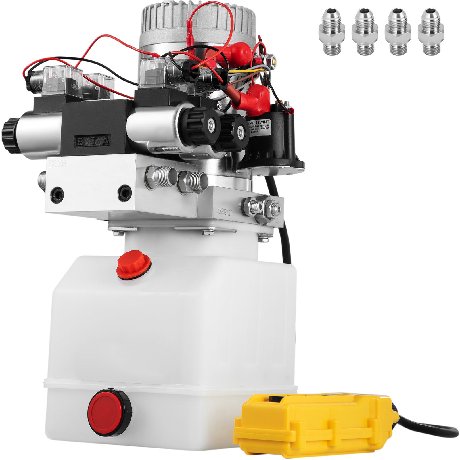 Pompe hydraulique,SucceBuy unité d'alimentation à double effet,12V CC,bloc d'alimentation hydraulique à double solénoïde,réservoir de 4,5L - 3