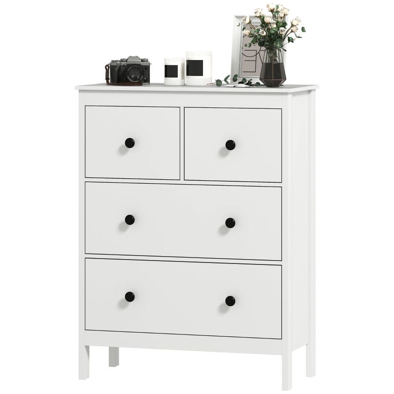 Commode Linge Commode à 4 tiroirs, pour vêtements et linge de lit, salon, chambre, couloir, panneaux de ...