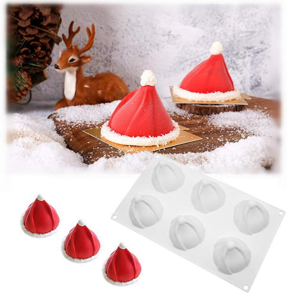 Forma do ciasta musowego w kształcie świątecznego kapelusza z 6 otworami, forma do babeczek, forma do ciasta czekoladowego z fondantem, forma do deser
