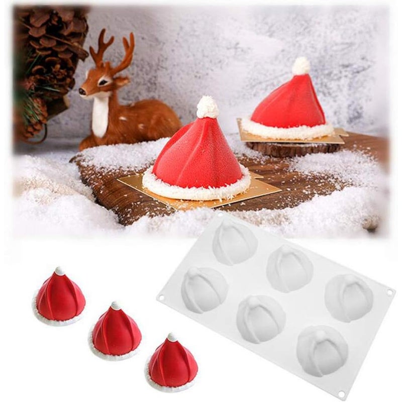 Forma do ciasta musowego w kształcie świątecznego kapelusza z 6 otworami, forma do babeczek, forma do ciasta czekoladowego z fondantem, forma do deser
