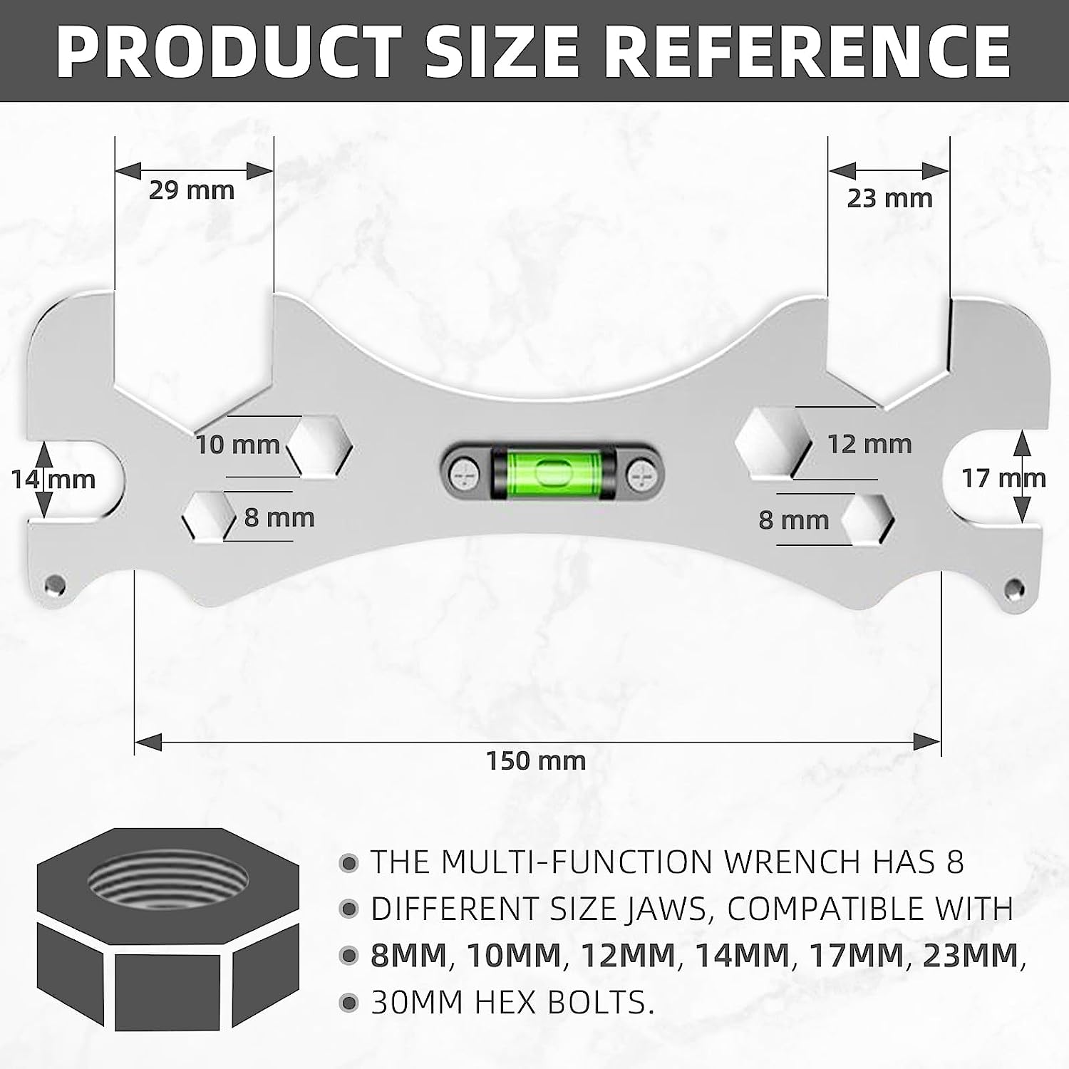XINTANGXIA Lot De 2 Clés Horizontales Douche Acier Inoxydable – Multifonction 9/12/14/17/23/30 Mm – Outil Réglable Pommeau Robinet